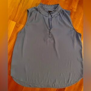 Ann Taylor Sleeveless Ruffle Neck Blouse - Dusty Blue